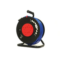 230V 50m Extension Reel - 4 x Sockets Heavy duty, Site Strength Cable Drum Dispenser